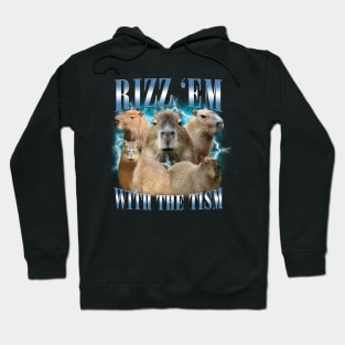 Rizz Em With The Tism Retro Funny Capybara Meme Hoodie